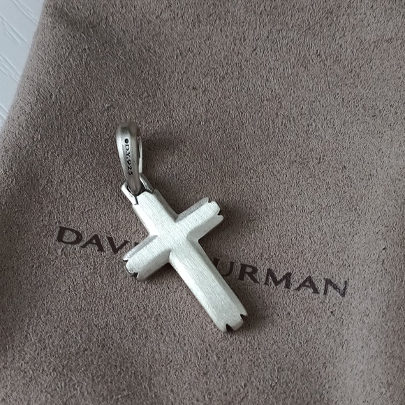 David Yurman Small Sterling Silver Men's Deco Cross Pendant - Picture 5 of 5